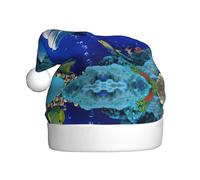 DUWAA 3d Underwater World Fish Dolphi Print Santa Claus Hat For Adults, Funny Christmas Holiday Party Hat, For New Year Festive Party