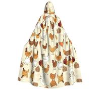DUWAA A Brood of Chickens print Cloak with Hood for Men Women, Hooded Cape Cloak Unisex Halloween Witch Vampire Costume