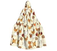 DUWAA A Brood of Chickens print Cloak with Hood for Men Women, Hooded Cape Cloak Unisex Halloween Witch Vampire Costume