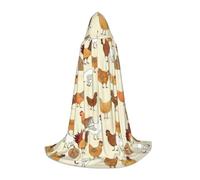 DUWAA A Brood Of Chickens Print Halloween Costume Clothes Halloween Medieval Costume Cape For Women Men Renaissance Hooded Cloak