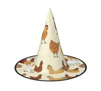 DUWAA A Brood Of Chickens Print Witch Hat Witches Hats Halloween Women Adult Wizard Men Costume Cosplay Party Accessory-1pcs
