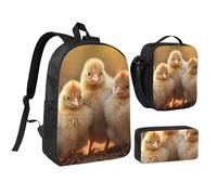 DUWAA A Brood of Chickens1 print Backpack 3pcs Set Including 17 Inch Large BookBag With Lunch Bag And Practical Pen Bag, Black, One Size, Black, One Size