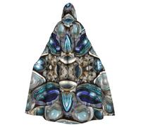 DUWAA Abalone Nacre Print 59inch Carnival Cape, Unisex Adult Hooded Cloak For Halloween Witch Vampire Wizard Cosplay