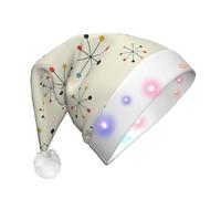 DUWAA Absctract Geometric Pattern Space Print Light Up Christmas Hat With 3 Blinking Color, Adults Led Soft Faux Santa Cap For Party