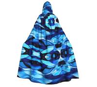 DUWAA Abstract Blue print Hooded Robe Halloween Cosplay Costume Robe Cloak Cape Wizard Raven Cosplay Costume