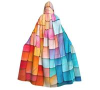 DUWAA Abstract Mosaic Pattern3 print Hooded Robe Halloween Cosplay Costume Robe Cloak Cape Wizard Raven Cosplay Costume