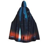DUWAA Abstract People2 print Hooded Robe Halloween Cosplay Costume Robe Cloak Cape Wizard Raven Cosplay Costume