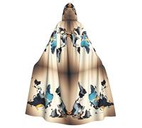 DUWAA Abstract World Map Print 59inch Carnival Cape, Unisex Adult Hooded Cloak For Halloween Witch Vampire Wizard Cosplay