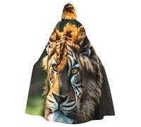 DUWAA African Animals Print Witch Cloak, Cloak With Hood, Halloween Hooded Cape, Wizard Robe Men Cosplay Costume