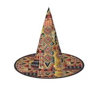DUWAA African Textile Patchwork Print Print Halloween Hanging Witch Hats Costume Accessories, Decorations For Home, Yard, Porch-3pcs
