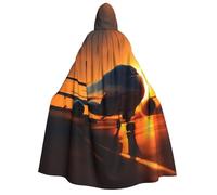 DUWAA airplane at sunset print Hooded Robe Halloween Cosplay Costume Robe Cloak Cape Wizard Raven Cosplay Costume