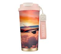DUWAA Airplane Sunsets Sky Print Stainless Steel Insulated Travel Coffee Mug, Camping Mug,Coffee Tumbler For Men Women
