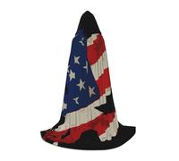 DUWAA American Eagle And Flag Print Medieval Cloak Wizard Robe Cloak With Hood Renaissance Cape Halloween Costume Cosplay Prop