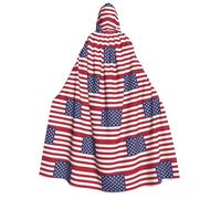 DUWAA American flag print Cloak With Hood Unisex Medieval Cloak Wizard Robe Renaissance Cape Halloween Costume Cosplay