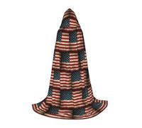 DUWAA American Flag Print Medieval Cloak Wizard Robe Cloak With Hood Renaissance Cape Halloween Costume Cosplay Prop