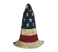 DUWAA American Flag Print Medieval Cloak Wizard Robe Cloak With Hood Renaissance Cape Halloween Costume Cosplay Prop