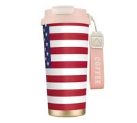 DUWAA American Flag Print Stainless Steel Insulated Travel Coffee Mug, Camping Mug,Coffee Tumbler For Men Women