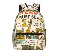 DUWAA Amsterdam See Travel Gui Print Rucksack Bag For Men Women High-Capacity Vacuum Backpack Multi-Layer Design Travel Backpack