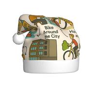 DUWAA Amsterdam See Travel Gui Print Soft Plush Christmas Party Hats, Holiday Hat, Gorros De Navidad Adultos, For New Year Festive