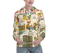 DUWAA Amsterdam See Travel Gui Print Womens Hoodie Sweatshirt, Soft Comfy Pullover With Kangaroo Pocket For Fall Winter Spring Black