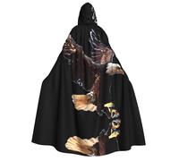 DUWAA An Eagle print Cloak with Hood for Men Women, Hooded Cape Cloak Unisex Halloween Witch Vampire Costume