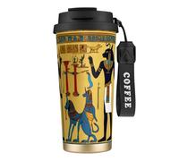 DUWAA Ancient Egypt Tribe Series Print Stainless Steel Insulated Travel Coffee Mug, Camping Mug,Coffee Tumbler For Men Women