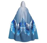 DUWAA Angel Wing Print 59inch Carnival Cape, Unisex Adult Hooded Cloak For Halloween Witch Vampire Wizard Cosplay