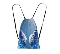 DUWAA Angel Wing Print Drawstring Backpack Foldable String Bag Cinch Bag Beach Bag Travel Backpack Anti Tear Gym Bag