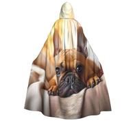 DUWAA animal dog french bulldog1 print Hooded Robe Halloween Cosplay Costume Robe Cloak Cape Wizard Raven Cosplay Costume