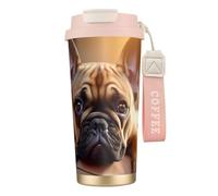 DUWAA Animal Dog French Bulldog3 Print Stainless Steel Insulated Travel Coffee Mug, Camping Mug,Coffee Tumbler For Men Women