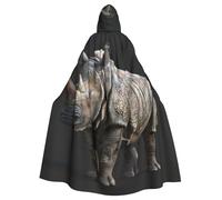 DUWAA Animal Rhino Print 59inch Carnival Cape, Unisex Adult Hooded Cloak For Halloween Witch Vampire Wizard Cosplay