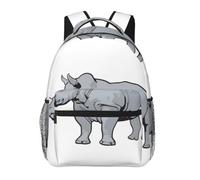 DUWAA Animal Rhino Print Rucksack Bag For Men Women High-Capacity Vacuum Backpack Multi-Layer Design Travel Backpack
