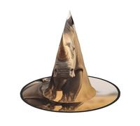 DUWAA Animal Rhino2 Print Witch Hat, Wizard Hat Cosplay Accessories For Halloween Costume Party Masquerade Carnivals-3pcs