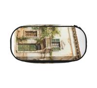 DUWAA Antique Building with Roman Olive Branch and Greek print Functional Stationery Pouch Portable Pencil Bags Pencil case, Lightweight Pencil Pouch