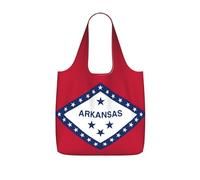 DUWAA Arkansas State Flag Print Foldable Tote Bag Reusable Grocery Bag Shopping Bag With 25l Capacity For Work Beach And Travel