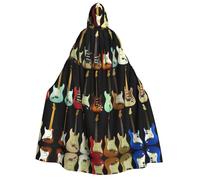 DUWAA Art Guitar Pattern print Cloak With Hood Unisex Medieval Cloak Wizard Robe Renaissance Cape Halloween Costume Cosplay