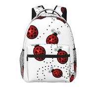 DUWAA Art Ladybug Tracks Print Shoulder Bag With 1 Large, 1 Front And 2 Side Pockets, Adults Water-Resistant Bookbag Backpack