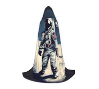 DUWAA Astronaut On The Moon Print Medieval Cloak Wizard Robe Cloak With Hood Renaissance Cape Halloween Costume Cosplay Prop