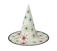 DUWAA Atomic Stars Retro Pattern Print Halloween Witch Hat Costume Accessory Women Hats For Halloween Party Cosplay Accessories-2pcs