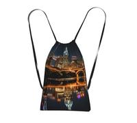DUWAA Austin Texas3 Print Drawstring Backpack Foldable String Bag Cinch Bag Beach Bag Travel Backpack Anti Tear Gym Bag