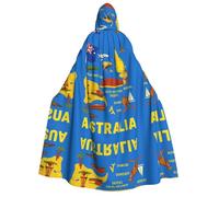 DUWAA Australia Map Icons print Cloak with Hood for Men Women, Hooded Cape Cloak Unisex Halloween Witch Vampire Costume