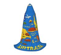 DUWAA Australia Map Icons Print Halloween Costume Clothes Halloween Medieval Costume Cape For Women Men Renaissance Hooded Cloak
