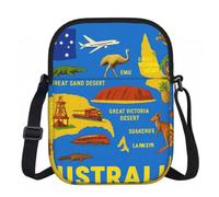 DUWAA Australia Map Icons Print Oxford Crossbody Sling Bag, Water-Resistant Adjustable Purse For Women Travel Daily Use