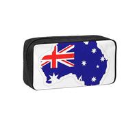 DUWAA Australian Flag Map Print Large Capacity Pencil Case Pencil Pouch with Zipper Portable Pen Case for Office Travel Makeup