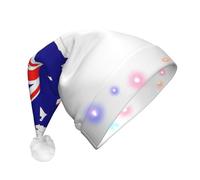 DUWAA Australian Flag Map Print Light Up Christmas Hat, Glow Lighted Santa Cap With Colorful Led Strip Light For Adults