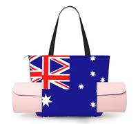 DUWAA Australian Flag Print Large Work Tote Bag with Yoga Mat Holder, Large Size Pocket Everyday Bag for Yoga Gym