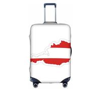 DUWAA Austrian Flag Map Print Travel Luggage Cover, Waterproof Dustproof Suitcase Protector, Elastic Luggage Protector, White, S