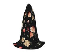 DUWAA Autumn Beautiful Floral Print Halloween Hooded Cloak Cape Medieval Style For Christmas Party, Cosplay Masquerade Costumes