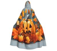 DUWAA Autumn Leaves Thanksgiving Day Pumpkin print Hooded Robe Halloween Cosplay Costume Robe Cloak Cape Wizard Raven Cosplay Costume