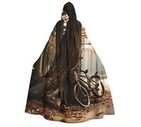 DUWAA Autumn Tree print Hooded Robe Halloween Cosplay Costume Robe Cloak Cape Wizard Raven Cosplay Costume